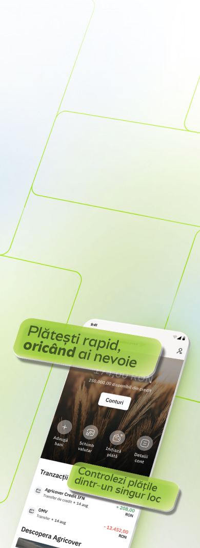 Aplicația Agricover Pay pe telefon: plătești rapid, oricând ai nevoie, și controlezi plățile dintr-un singur loc